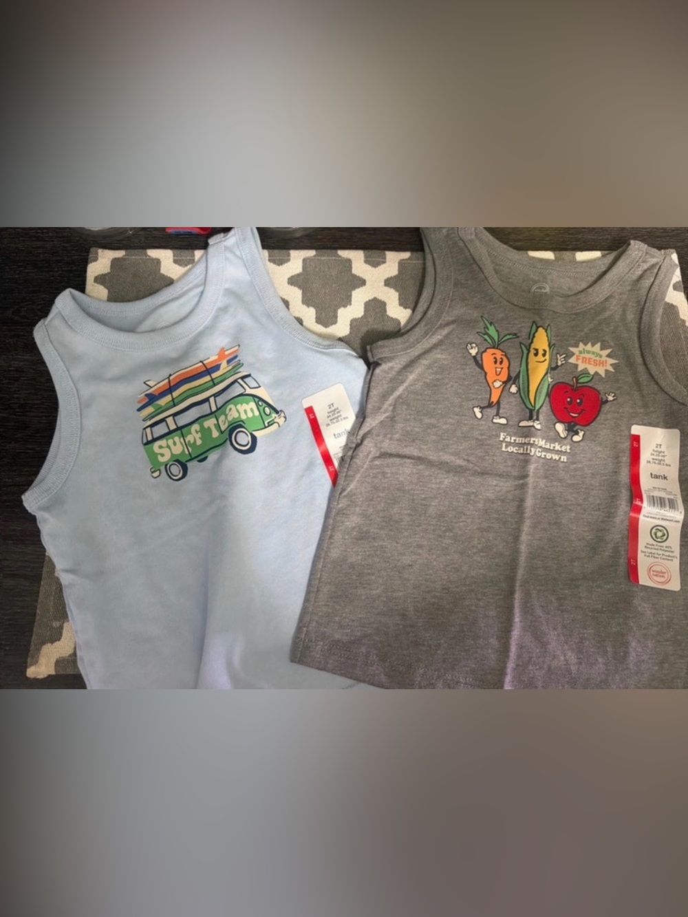 Children's Surf Team Light Blue Tank Top & Gray Farm Market Tank Set